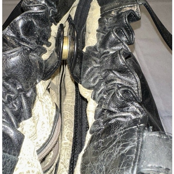 Hobo International Black Leather Ruched Shoulder Bag Purse - Picture 5 of 5